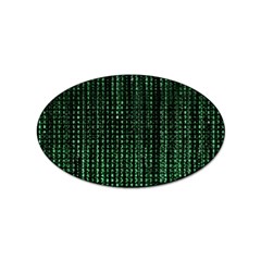 Green Matrix Code Illustration Digital Art Portrait Display Sticker (oval) by Cendanart