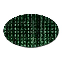 Green Matrix Code Illustration Digital Art Portrait Display Oval Magnet by Cendanart