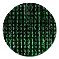 Green Matrix Code Illustration Digital Art Portrait Display Magnet 5  (round) by Cendanart