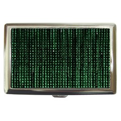 Green Matrix Code Illustration Digital Art Portrait Display Cigarette Money Case by Cendanart