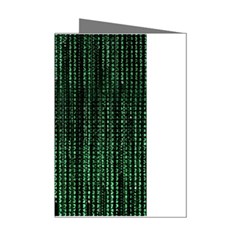 Green Matrix Code Illustration Digital Art Portrait Display Mini Greeting Cards (pkg Of 8) by Cendanart