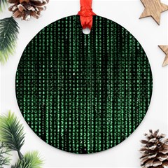 Green Matrix Code Illustration Digital Art Portrait Display Round Ornament (two Sides) by Cendanart