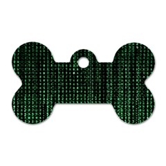 Green Matrix Code Illustration Digital Art Portrait Display Dog Tag Bone (one Side) by Cendanart