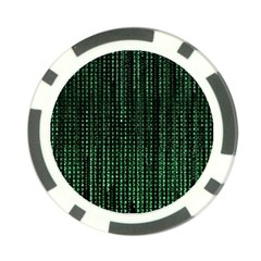 Green Matrix Code Illustration Digital Art Portrait Display Poker Chip Card Guard by Cendanart