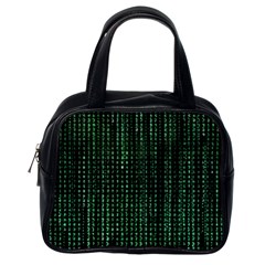 Green Matrix Code Illustration Digital Art Portrait Display Classic Handbag (one Side) by Cendanart