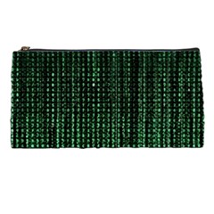 Green Matrix Code Illustration Digital Art Portrait Display Pencil Case by Cendanart