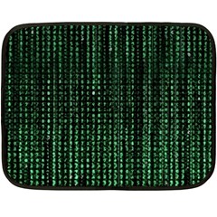 Green Matrix Code Illustration Digital Art Portrait Display Two Sides Fleece Blanket (mini) by Cendanart