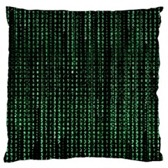 Green Matrix Code Illustration Digital Art Portrait Display Large Cushion Case (one Side) by Cendanart