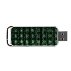 Green Matrix Code Illustration Digital Art Portrait Display Portable Usb Flash (two Sides) by Cendanart