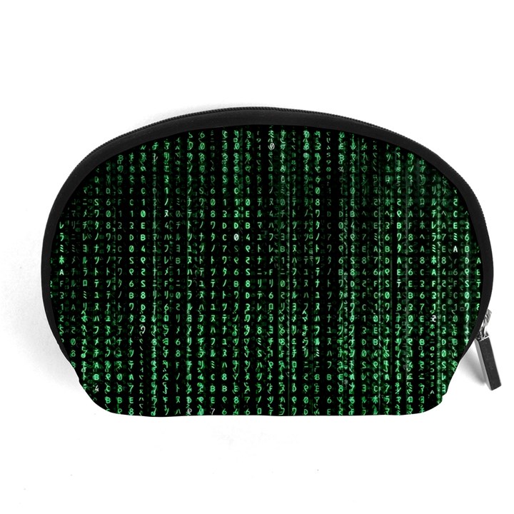 Green Matrix Code Illustration Digital Art Portrait Display Accessory Pouch (Large)