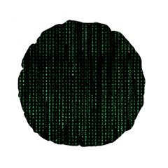 Green Matrix Code Illustration Digital Art Portrait Display Standard 15  Premium Flano Round Cushions by Cendanart