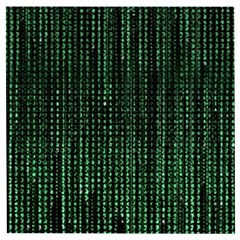 Green Matrix Code Illustration Digital Art Portrait Display Wooden Puzzle Square