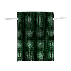 Green Matrix Code Illustration Digital Art Portrait Display Lightweight Drawstring Pouch (s) by Cendanart