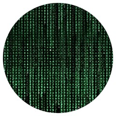 Green Matrix Code Illustration Digital Art Portrait Display Round Trivet by Cendanart