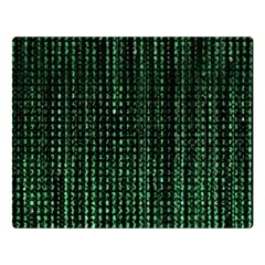 Green Matrix Code Illustration Digital Art Portrait Display Premium Plush Fleece Blanket (large) by Cendanart