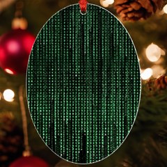 Green Matrix Code Illustration Digital Art Portrait Display Uv Print Acrylic Ornament Oval by Cendanart