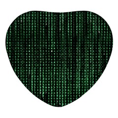 Green Matrix Code Illustration Digital Art Portrait Display Heart Glass Fridge Magnet (4 Pack) by Cendanart