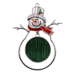 Green Matrix Code Illustration Digital Art Portrait Display Metal Snowman Ornament by Cendanart