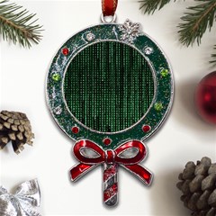 Green Matrix Code Illustration Digital Art Portrait Display Metal X mas Lollipop With Crystal Ornament by Cendanart