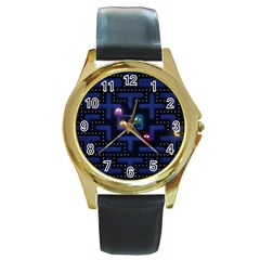 Retro Games Round Gold Metal Watch by Cendanart