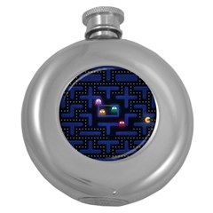 Retro Games Round Hip Flask (5 Oz) by Cendanart