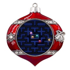 Retro Games Metal Snowflake And Bell Red Ornament by Cendanart