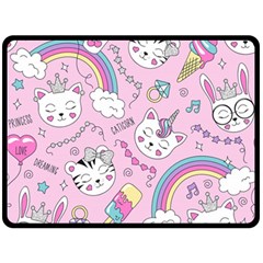 Beautiful Cute Animals Pattern Pink Fleece Blanket (large) by Grandong