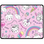 Beautiful Cute Animals Pattern Pink Fleece Blanket (Medium) 60 x50  Blanket Front