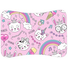 Beautiful Cute Animals Pattern Pink Velour Seat Head Rest Cushion