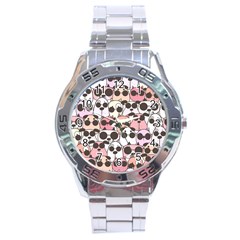 Cute Dog Seamless Pattern Background Stainless Steel Analogue Watch