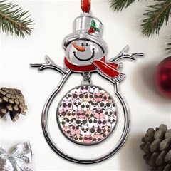 Cute Dog Seamless Pattern Background Metal Snowman Ornament by Grandong