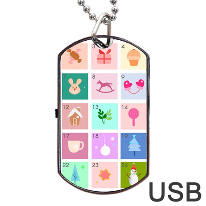 Christmas Wreath Advent Dog Tag USB Flash (One Side)