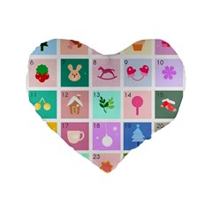 Christmas Wreath Advent Standard 16  Premium Flano Heart Shape Cushions by Bedest