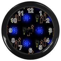 Background Doodles Candles Graphic Wall Clock (black) by Bedest