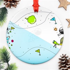 Astronaut Spaceship Round Ornament (two Sides) by Bedest