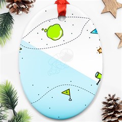 Astronaut Spaceship Oval Ornament (two Sides) by Bedest