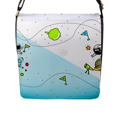 Astronaut Spaceship Flap Closure Messenger Bag (l) by Bedest