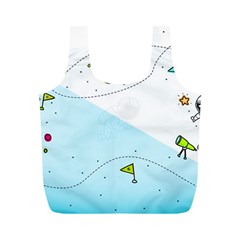 Astronaut Spaceship Full Print Recycle Bag (m) by Bedest