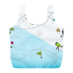 Astronaut Spaceship Full Print Recycle Bag (l) by Bedest