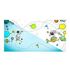 Astronaut Spaceship Satin Wrap 35  X 70  by Bedest