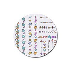 Doodles Border Letter Ornament Rubber Round Coaster (4 Pack) by Bedest