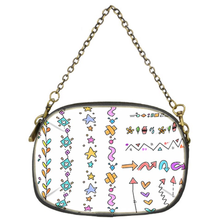 Doodles Border Letter Ornament Chain Purse (Two Sides)