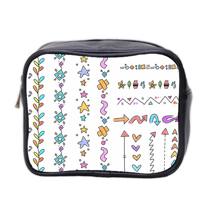 Doodles Border Letter Ornament Mini Toiletries Bag (Two Sides)