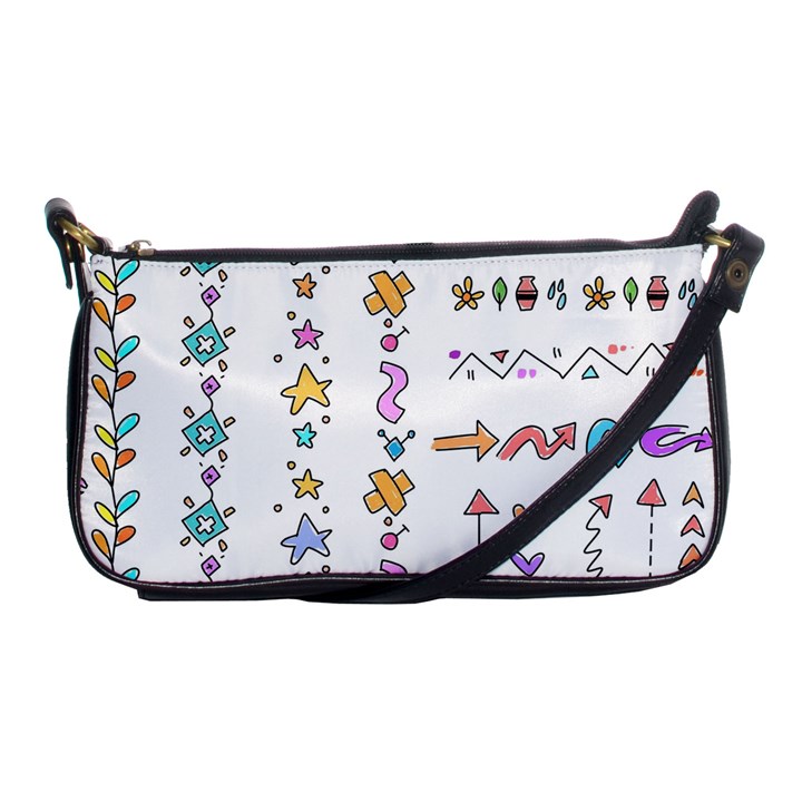 Doodles Border Letter Ornament Shoulder Clutch Bag