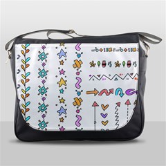 Doodles Border Letter Ornament Messenger Bag by Bedest