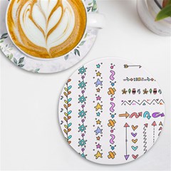 Doodles Border Letter Ornament Uv Print Round Tile Coaster by Bedest