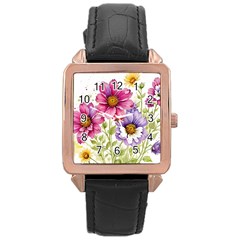 Flourish Colours Invitation Rose Gold Leather Watch  by Bedest