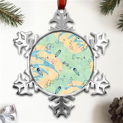 Background School Doodles Graphic Metal Small Snowflake Ornament by Bedest