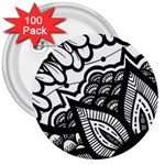 Flower Mandala Pattern Doodle 3  Buttons (100 pack)  Front