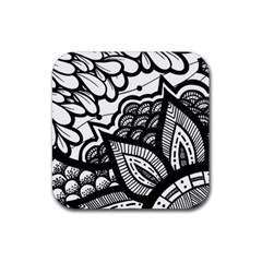 Flower Mandala Pattern Doodle Rubber Coaster (square) by Bedest